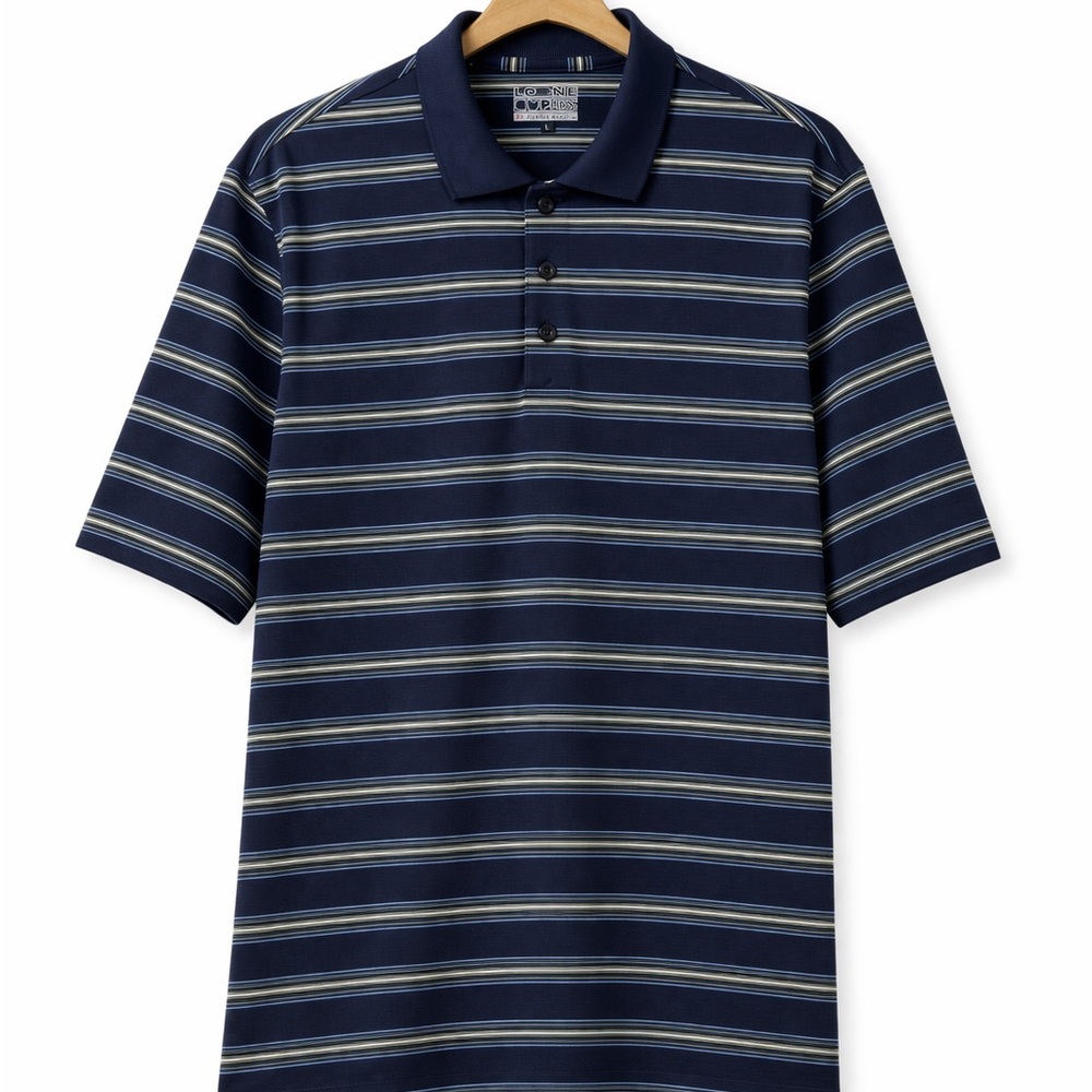 Under Armour Navy and Light Blue Striped Polo